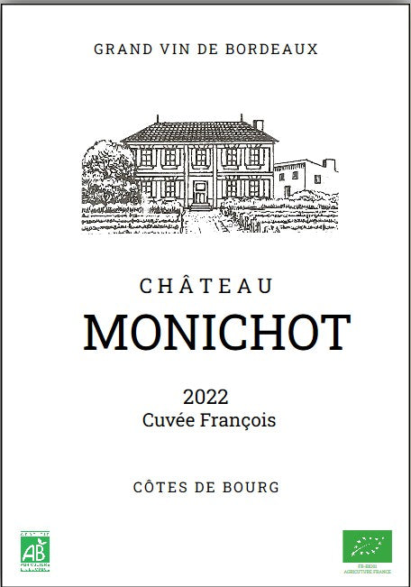 Chateau Monichot - Cuvee Francois 2022 - Organic Cotes de Bourg - Merlot - 75cl