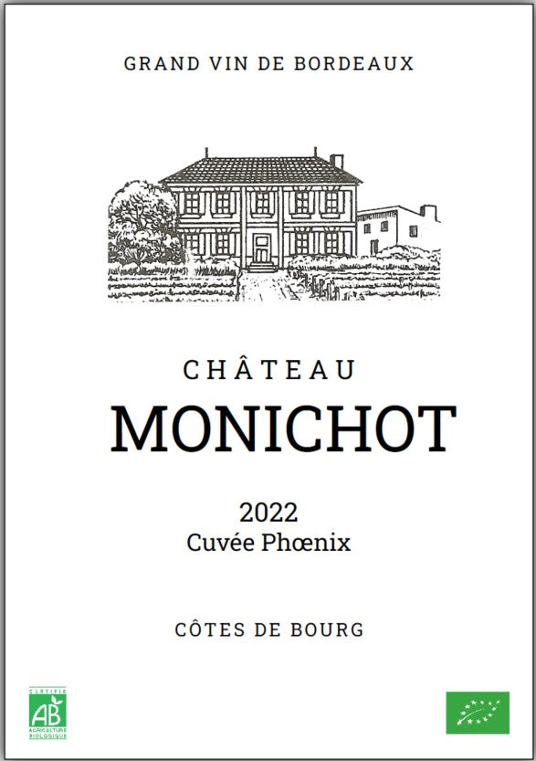 Chateau Monichot - Cuvee Phoenix 2022 - Organic Cotes de Bourg - Merlot - 75cl