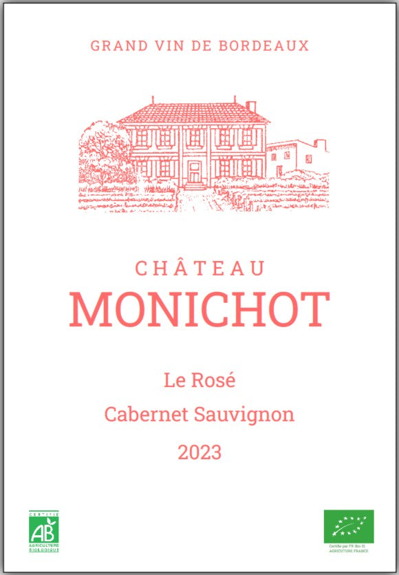 Chateau Monichot - Le Rose 2023 - Organic Bordeaux Rose - Cabernet Sauvignon - 75cl