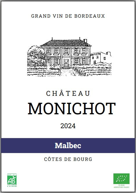 Château Monichot - Malbec 2024 - Organic Côtes de Bourg - Malbec - 75cl